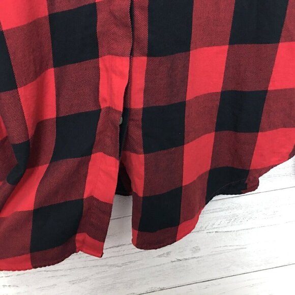 Levi's Women's Red Black Flannel Shirt Boyfriend Fit Button Front Long Sleeves M - Picture 4 of 9